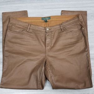 LRL Plus Size Carmel Faux Leather Jeans